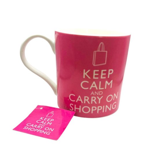 Keep Calm And Carry On Shopping Ceramic Coffee Mug by Kent Pottery NWT - Picture 2 of 8
